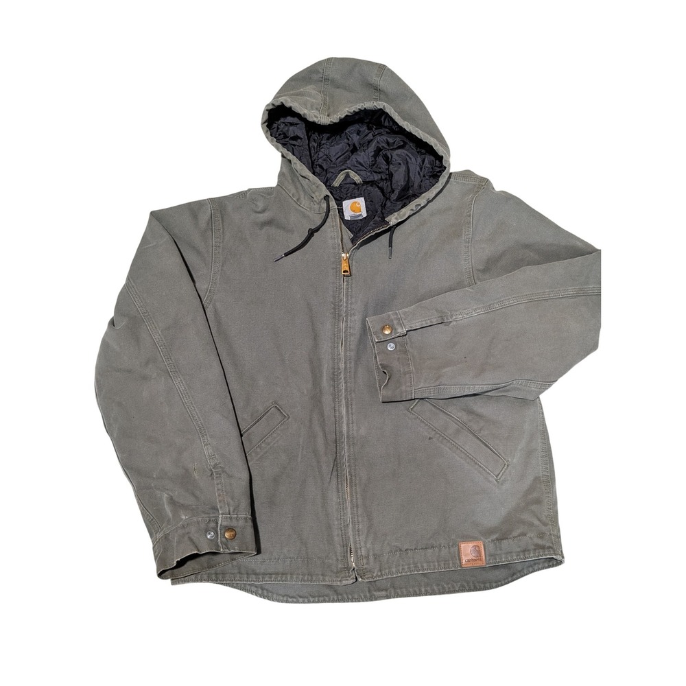 Carhartt Jacket Mens M Olive Green Active Jacket 100733 Quilted Workwear Coat‎
